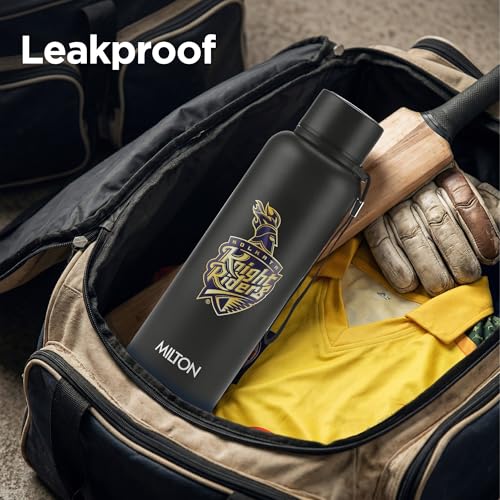 Image of Milton Sports Aura 750 | KKR Official Drinkware Partner I Limited Edition Kolkata Knight Riders Water Bottle | Stainless Steel I 24 Hr Hot& Cold | Designed for Cricket Lovers | 725 ml | Black