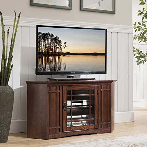 Leick Home 82285 Mission Corner TV Stand Made from Solid Wood, One Door and Adjustable Shelf, for 50" TVs, Mission Oak - Image 3