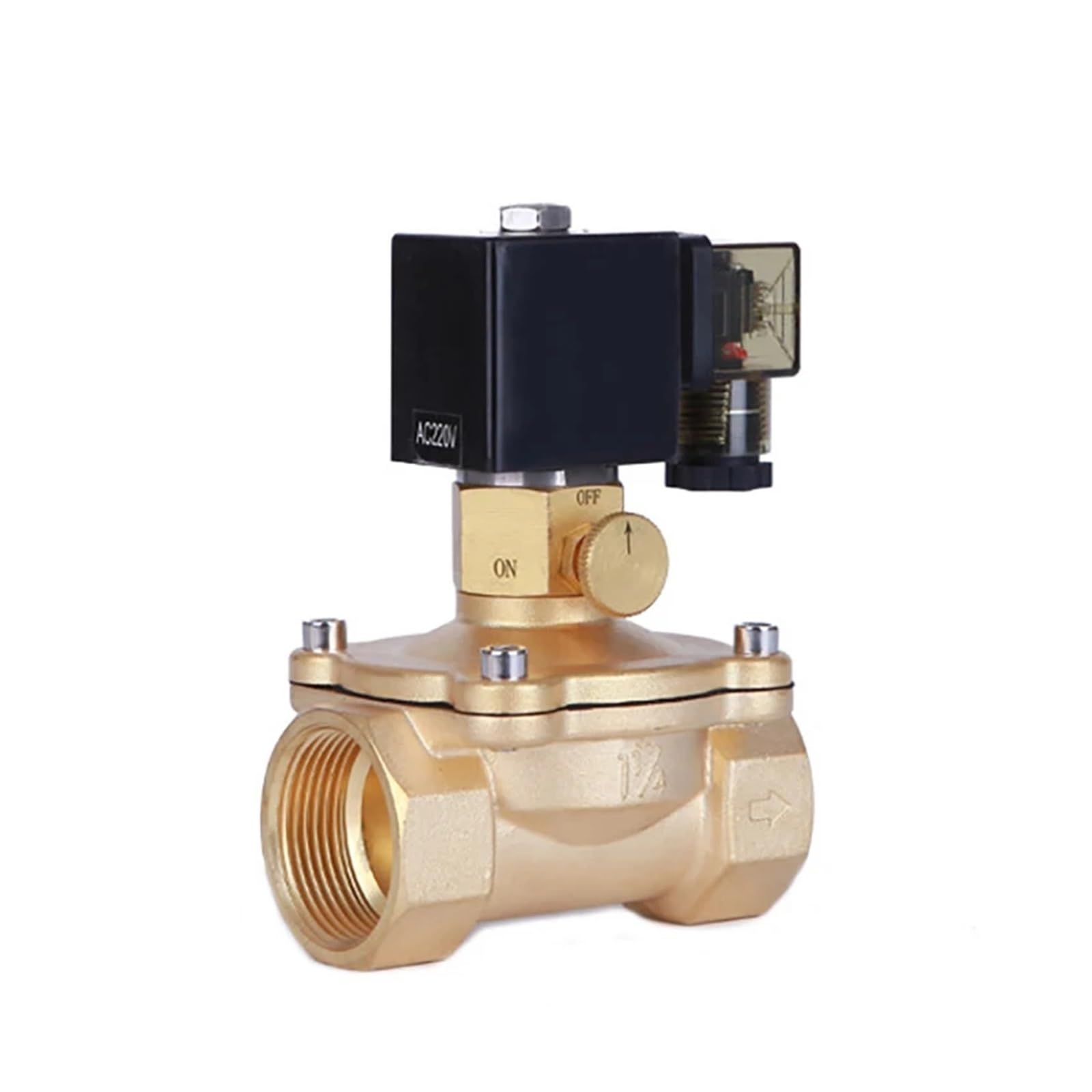 PXQCHAVLN Electric Solenoid Valve Brass With Manual Emergency Switch AC220V DC24V For Water Oil Air + Energy Saving Solenoid Valve(Dn40,G-DC24V-ORDINARY)