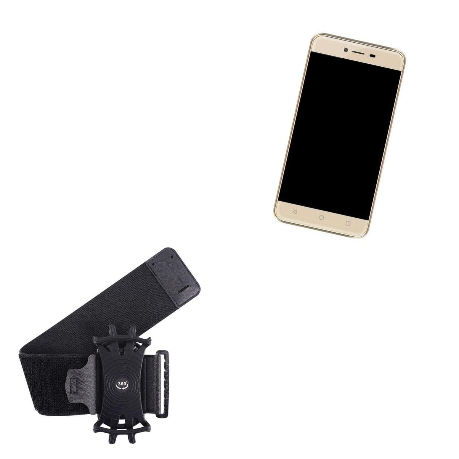 BoxWave Holster Compatible with QMobile Energy X2 - ActiveStretch Sport Armband, Adjustable Armband for Workout and Running - Jet Black