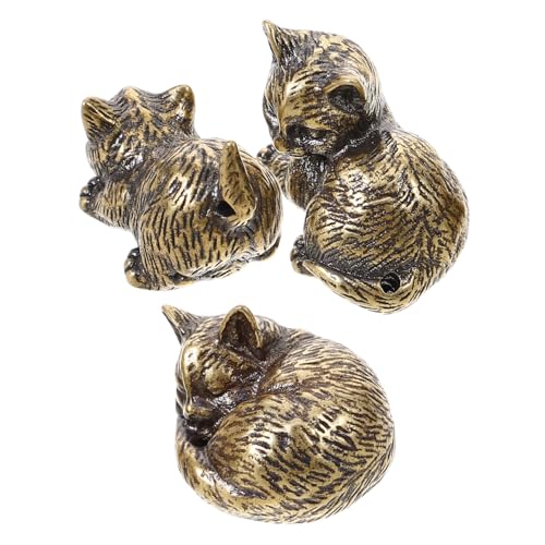 Sculpture de chat en laiton FCXDMY lot de 3 statuettes dorées au design épuré