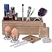 Produktbild Pinselhalter Kosmetikorganiser Mit 2 Schwammhalter, Holz 3 Verstellbare FäCher Kosmetik Schreibtisch Organizer, Rustikal Schmink Aufbewahrung