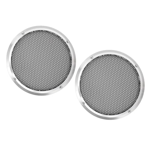 Image of 2PCS Car Speaker Grill Cover, Universal Metal Round Speaker Guard, 169mm Easy to Install Aluminum Iron Mesh Protector for Home Theater Boat and Car Speakers (Silver)