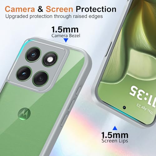Image of Kapa Hawkeye Clear Slim Tough Back Cover for Motorola G86 Power 5G | Camera Lens Protector Anti Yellow Shockproof Clear Hybrid Case Cover (Grey Sides)
