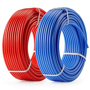 Zelcan PEX PIPE Tubing 1/2 Inch, 2 Rolls of 300ft PEX-B Coil Hose, Non Oxygen Barrier, Radiant Heat Tubing (Red+Blue) for Water Line & RV Sewer Hose