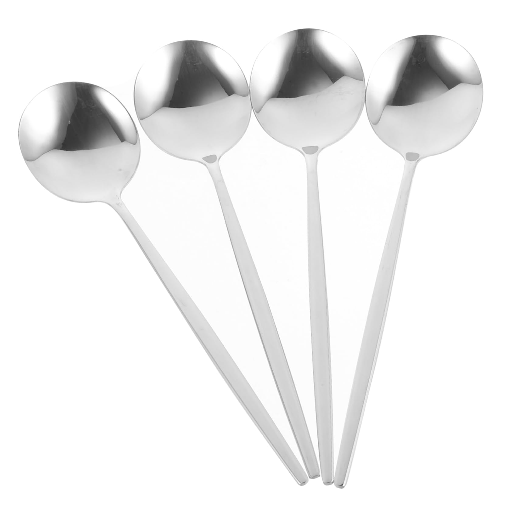 Garneck 4pcs Imitation Wood Grain Western Food Spoon Cake Fruit Spoon Spoons Appetizer Spoon Dessert Spoons Cocktail Stiring Spoon Coffee Spoons Small Spoons Stainless Steel Silver