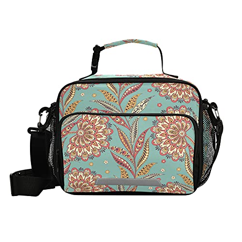 Folklore Ornement Sac à déjeuner isotherme pour homme et femme pour école, étudiant, fille, garçon, travail, pique-nique, voyage Sac isotherme avec bandoulière