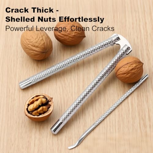 Nut Cracker Tool Set of 6, 2Pcs Stainless Steel Nut Cracker and 4 Picks for Seafood Crackers Walnut - Image 6