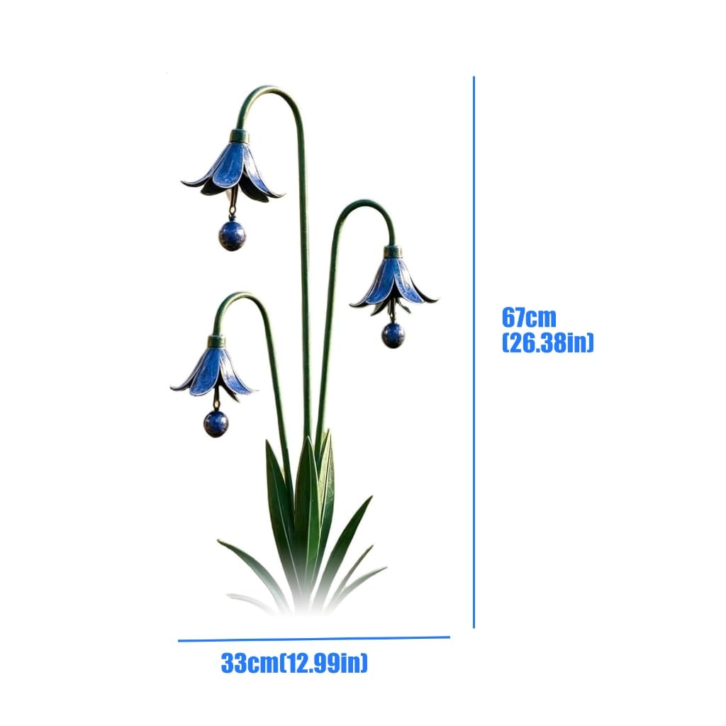 Piquet de jardin en fer en forme de fleur bleue pour extérieur