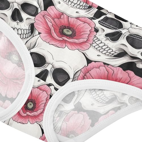 White Skulls Pink Flowers Girls Underwear Toddlers 2t Cotton Little Girl Panties Flower Briefs Underpants4