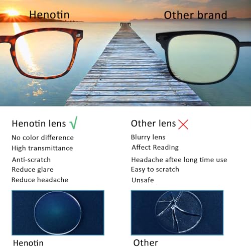 Image of Henotin 4-Pack Blue Light Blocking Reading Glasses Women Men,Spring Hinge Computer Readers,Anti UV Ray Square Nerd Eyeglasses (Mixed Color-C, 0.50)