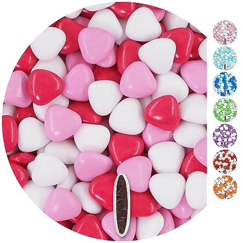 EinsSein 1kg Dragees mariage au chocolat cœur Mix médium blanc-rose-rose foncé brillant dragées baptême communion amandes feter et recevoir fêter de fete...