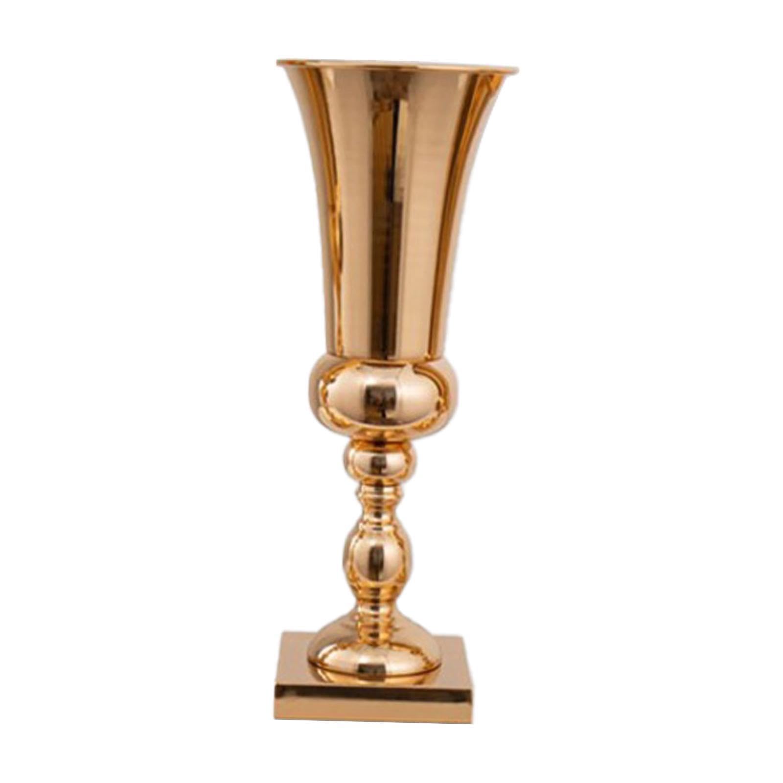 Yixannx Golden Decorative Vase Wedding Flower Trumpet Vase Unique Approach Elegant Table Decor For Special Occasions Stand Centerpiece Flower Table Decor, 15X19x47cm