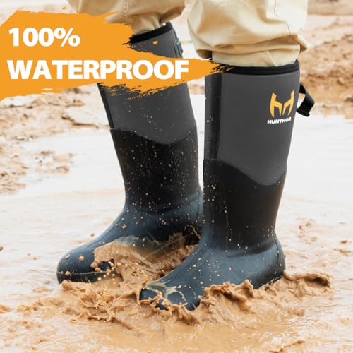 Image of Hunthor Steel Toe Rubber Work Boots, Puncture-Proof with Steel Shank