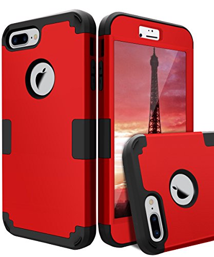 TOPSKY Compatible with iPhone 7 Plus Case Three Layer Shockproof Heavy Duty High Impact Resistant Hybrid Protective Cover Case for Apple iPhone 7 Plus 5.5 inch,Red Black