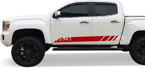 Miniatura 3 de Bubbles Designs Adhesivo adhesivo de vinilo Off-Road Mountain Stripes compatible con GMC Canyon 2014-2017 (gris)