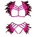 BBOHSS Damen Feder Body Harness Geschirr Epaulets Wings Punk Epaulets Gothic Karneval High Waist Strumpfband Halloween Kostüm Zubehör (Rose Red)