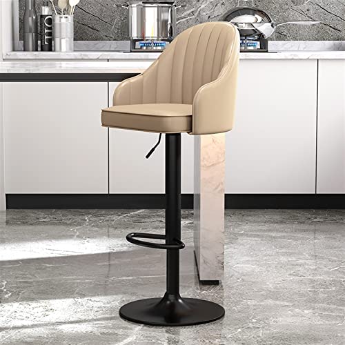 Juego de 2 taburetes de bar giratorios de piel sintética con respaldo ajustable para el hogar, bares, bistrós y restaurantes, patas de metal negro, silla de isla de cocina