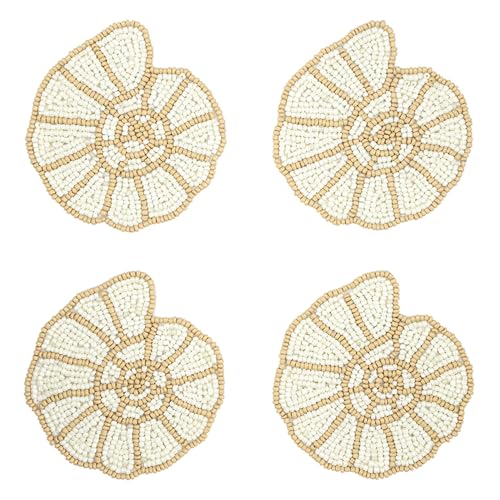 Santa Barbara Design Studios Coasters - Sea Shell Beaded Coaster Set, 4-Count, White Gold by Santa Barbara Design Studio - Used condition - US$18.70