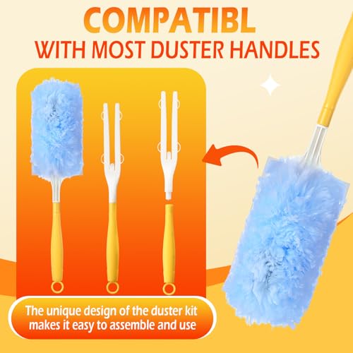 Image of Honeydak 120 Pack Heavy Duty Duster Refills with 2 Handle, Compatible with Swiffer, Multisurface 360 Larger Size Dusters with 4X Microfibers, Unscented Disposable Dusting Furniture for Cleaning