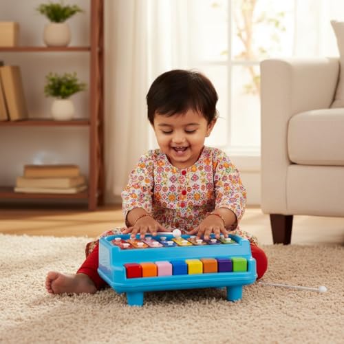 Image of Xylo Piano for Kids 1-6 Years | 2-in-1 Xylophone & Piano Musical Toy | 8 Rainbow Keys + 2 Mallets | BIS Certified, Non-Toxic, Made in India | Learning Toy for Toddlers (8 Keys)