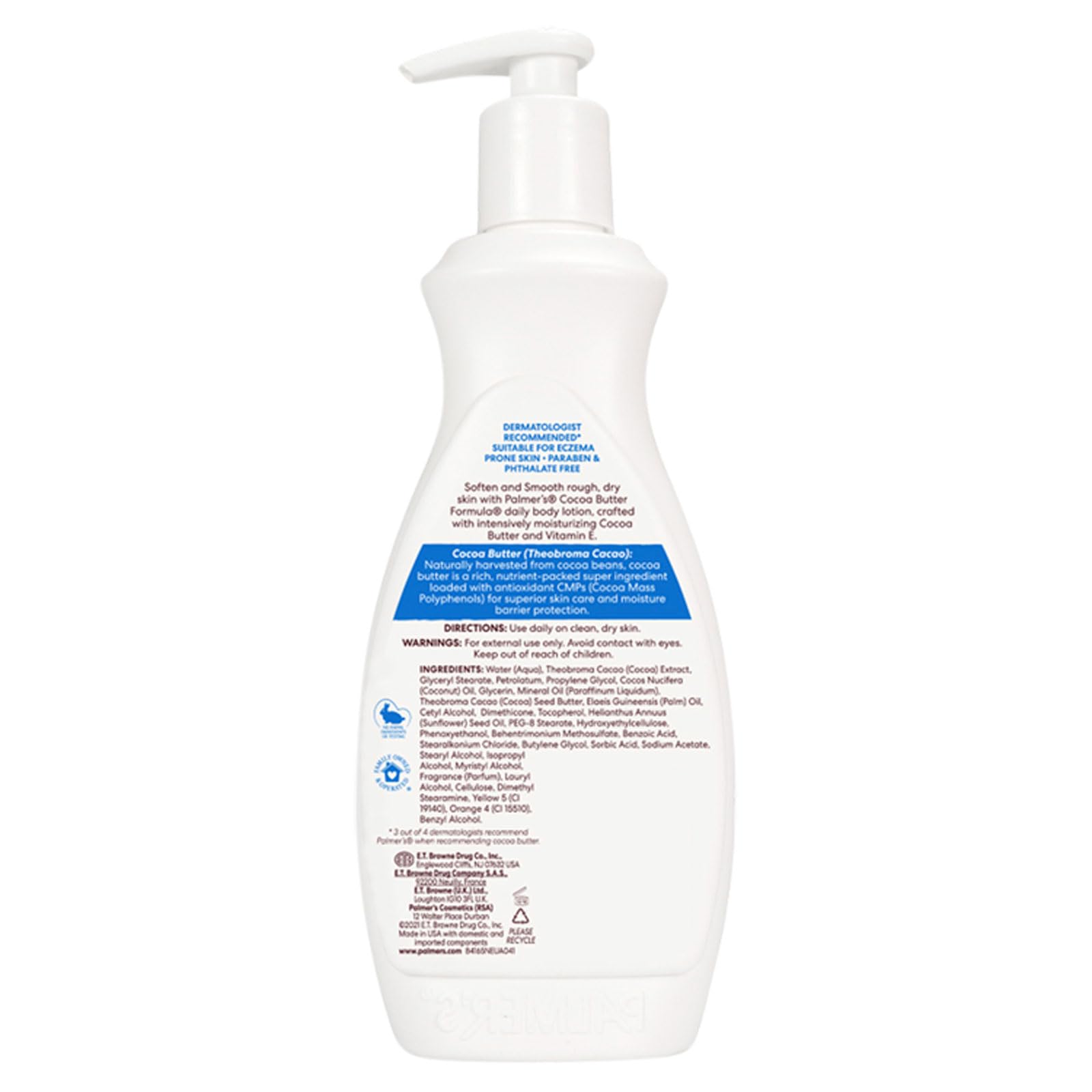 Palmer's Cocoa Butter Body Lotion 400ml with Pump and Cosmetic Spatula, Daily Moisturiser with Vitamin E for Dry Skin - Image 2