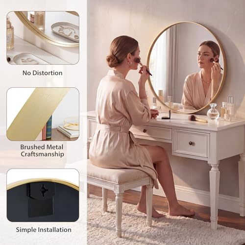 Image of NEWBULIG 28-Inch Round Wall Mirror, Bathroom Wall Circle Mirror