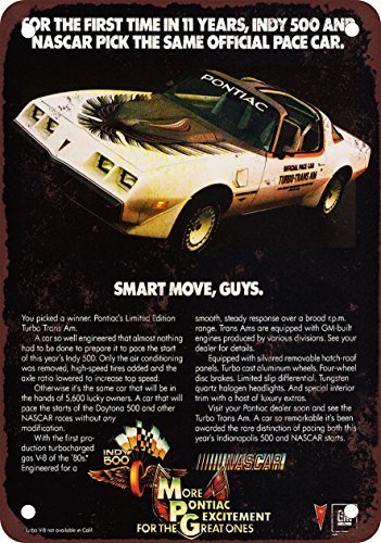 Ingzzaac Metalpostera152897 Retro Metal Tin Sign 8X12 Inches 1980 Pontiac Trans Am Turbo Pace Car Vintage Look Reproduction Metal Tin Sign