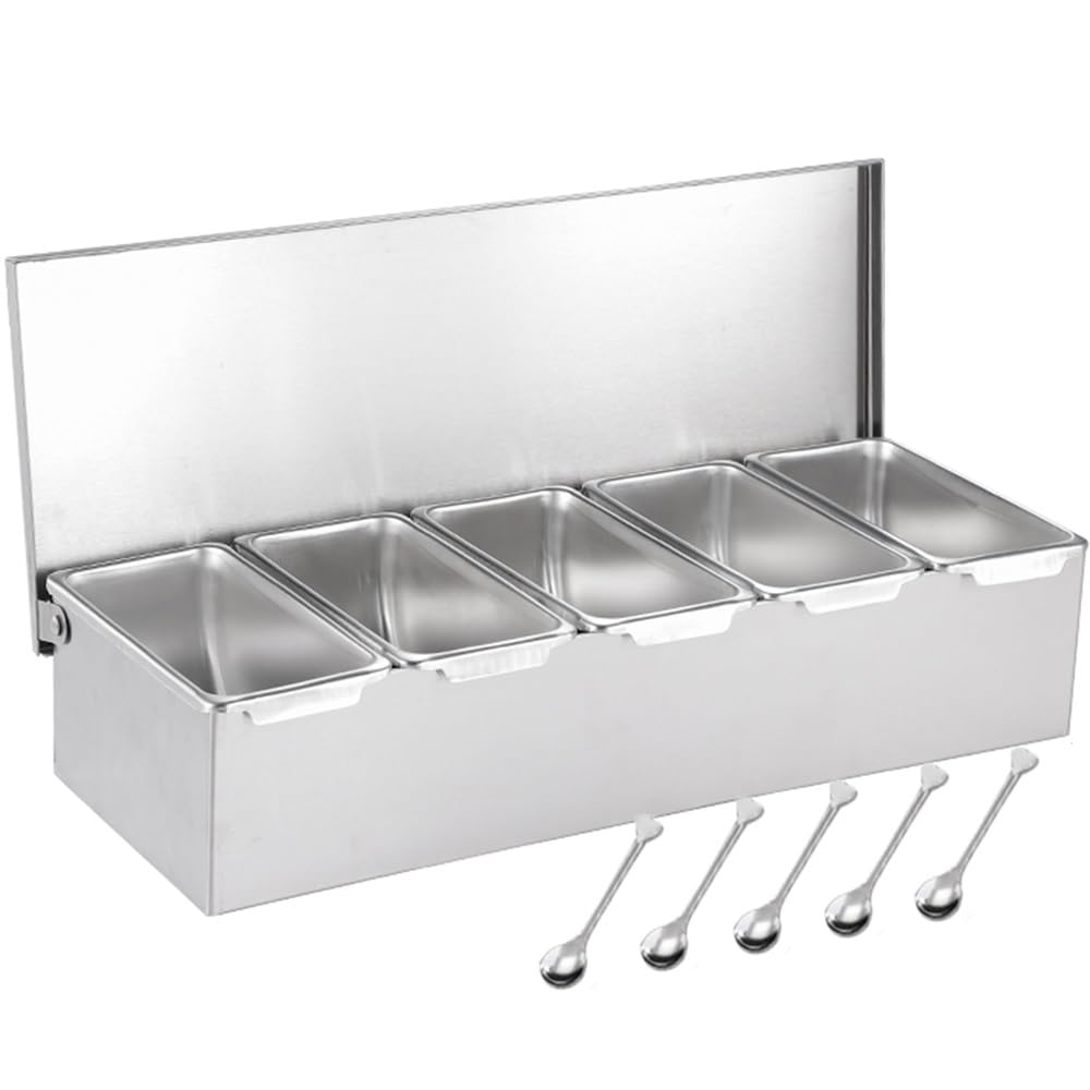 Aycdl 15.2X5.9x3.5in Stainless Steel Spice Rack Set - Versatile Countertop Organizer With Multiple Compartments For Seasonings And Utensils,