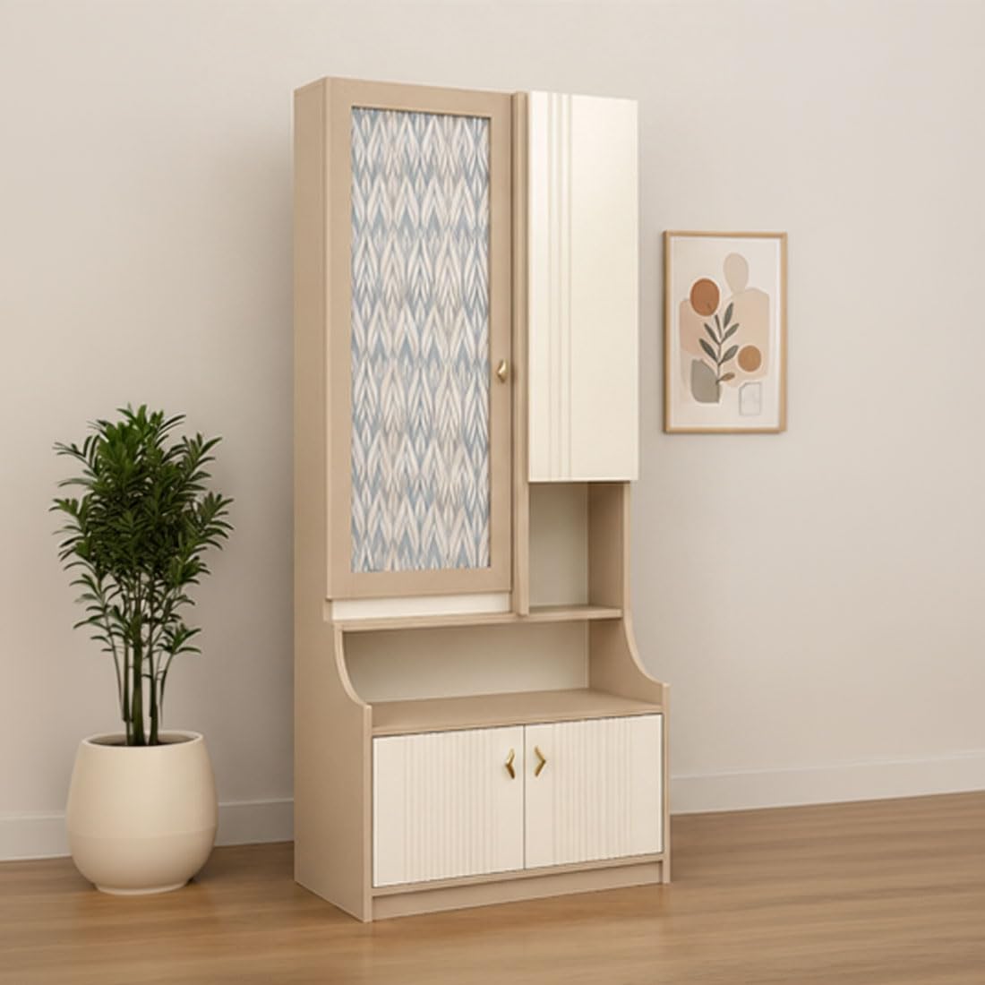 Vinca Dressing Tabl | Wooden Vanity Unit, Mirror Wardrobe Door, Open Shelf Space, Double Door Cabinet, Bedroom Furniture-image-26