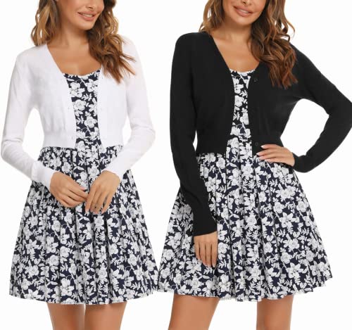 Cardigan mujer corto bolero con cuello en V y botones para diario