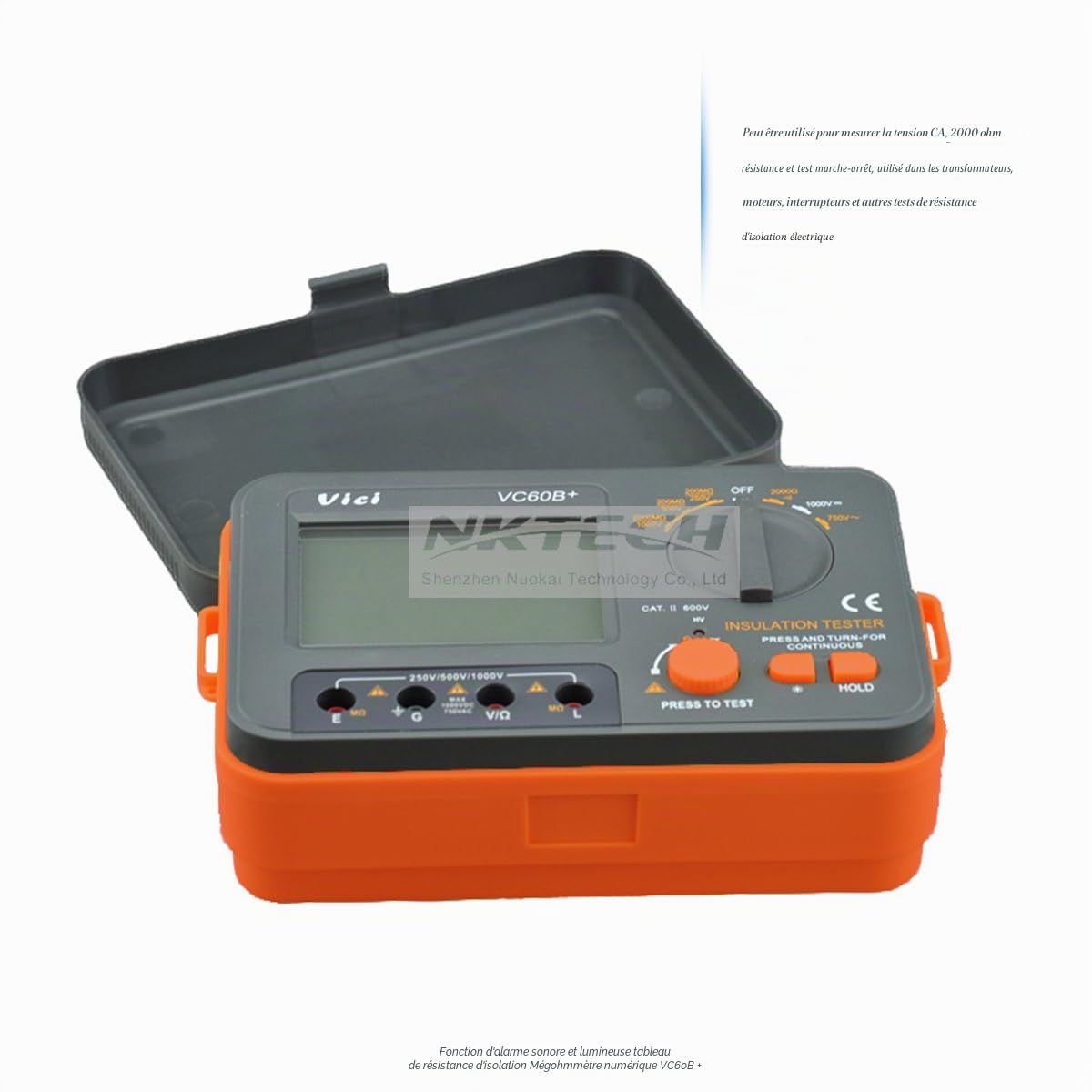 VICI VC60B+ Testeur de mégohmmètre numérique Mégohm Isolant LCD DC AC Tension Résistance DC-250/500/1000V AC-750V Multimètre Testeur avec Tournevis TL-1