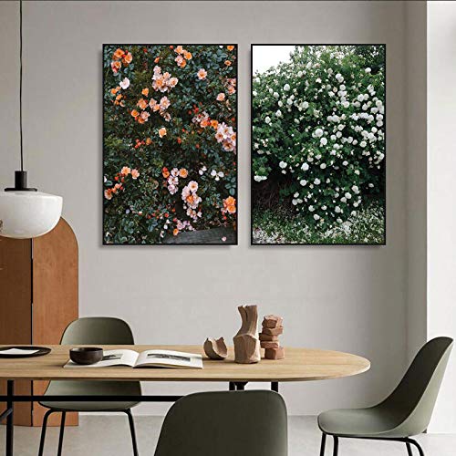 Peinture sur toile rose rétro de haute qualité, duo d'art mural raffiné sans cadre 60x90 cm