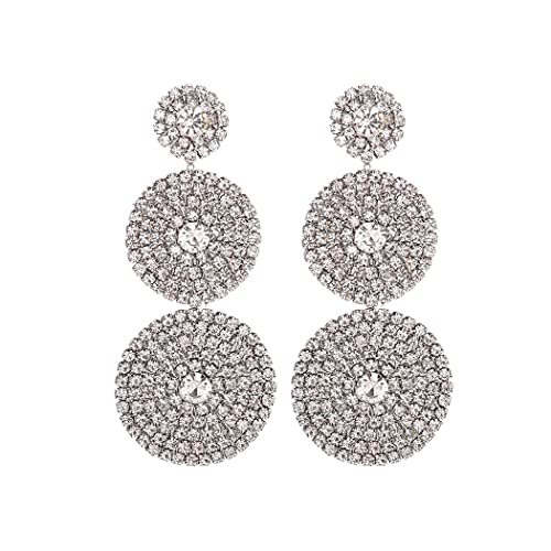 GRTD Brincos pendentes elegantes Rhioestone prata brilhante cristal declaração joias modernas para m