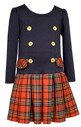 Bonnie Jean Girls Holiday Dress Ponte Red Plaid Button Dress 5