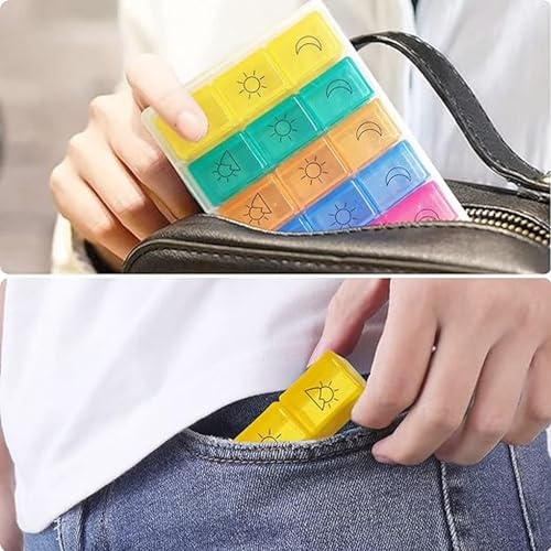 Billybath Pillendoosje voor 7 dagen, weekoverzicht, voor de kleine ochtend, middagavond, draagbaar, met drie grote aparte vakken voor medicijnen, vitaminen, calciumtabletten enz. - Afbeelding 4