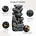 The 5-Tiered Rock Water Fountain Outdoor&Indoor, 31.5’’H Floor-Standing Garden Fountains, Stone Feature and Waterfall with Lights for Patio, Backyard, Deck, Porch, Home DéCor, Gray