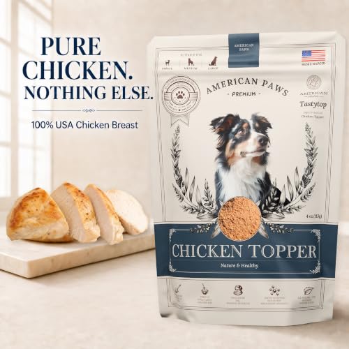 Image of American Paws All-Natural Chicken Dog Food Topper - High Protein Pure Chicken Breast Flavor Enhancer for Picky Eaters, 4 oz Pouches (Pack of 2), Sourced and Made in USA