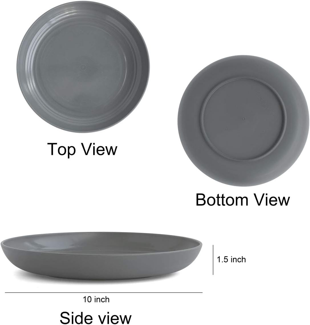  | JUCOXO 10 Inch Plastic Dinner Plates Reusable, Wheat Straw Plates Set of 4, ECO Friendly Camping Plates, Microwave Safe Kitchen Plates: Dinner Plates