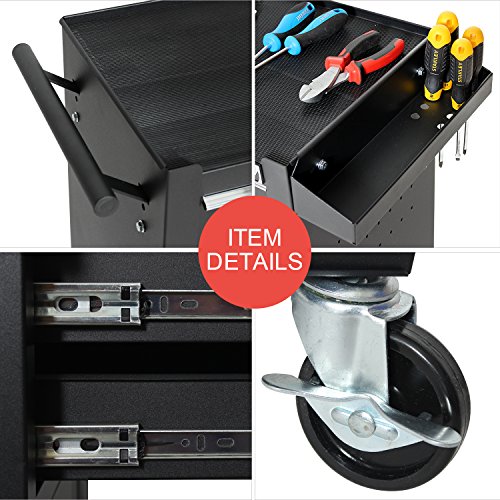 Tankstorm Tool Chest Heavy Duty Cart Steel Rolling Tool Box With Lockable Doors (Tz12 Black) #TOP6