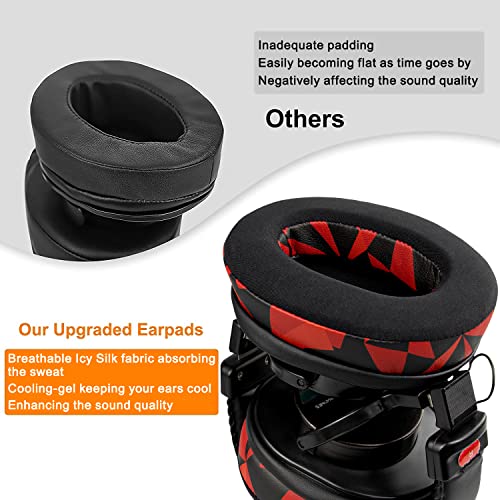 Image of SOULWIT Cooling Gel Earpads Cushions for Audio-Technica ATH M50X /M40X, HyperX Cloud /Alpha, SteelSeries Arctis, Ear Pads for Sony MDR-1ABT /1RBT /1RNC /7506, Turtle Beach Stealth 420X /600 - Red Storm