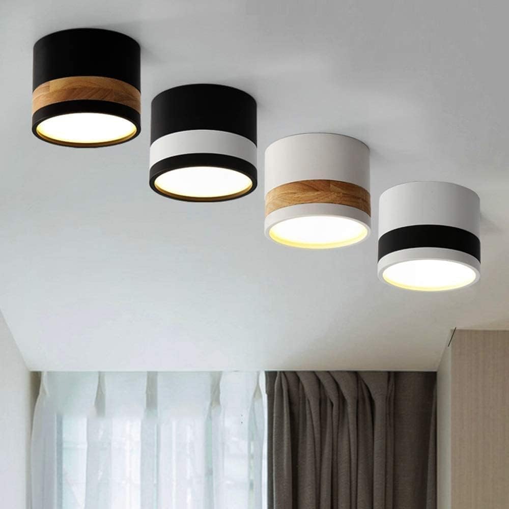 Wpuszczane lampy sufitowe Światła pasażowe Oprawa typu downlight Prosta nowoczesna lampa sufitowa LED Ganek Szatnia Reflektor 7W(Bianco,Black+white circle)