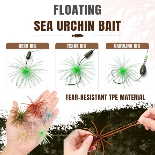 12Pcs Sea Urchin Baits for Bass Fishing Fuzzy Dice Fishing Lure 2.7in - image 3