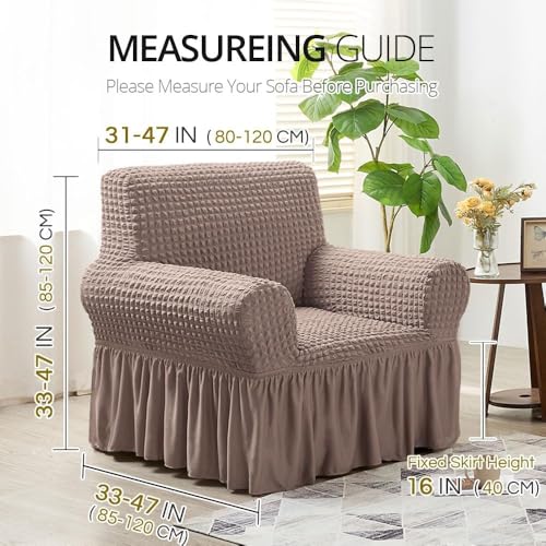 Image of Bails Sofa Cover 1 Seater Fully Covered | Sofa Cover 3 Seater Fully Covered | Sofa Cover 1 Seater | Universal Elastic Bubble Fabric with Frill Sofa Protector Cover (Mouse, 1 Seater)