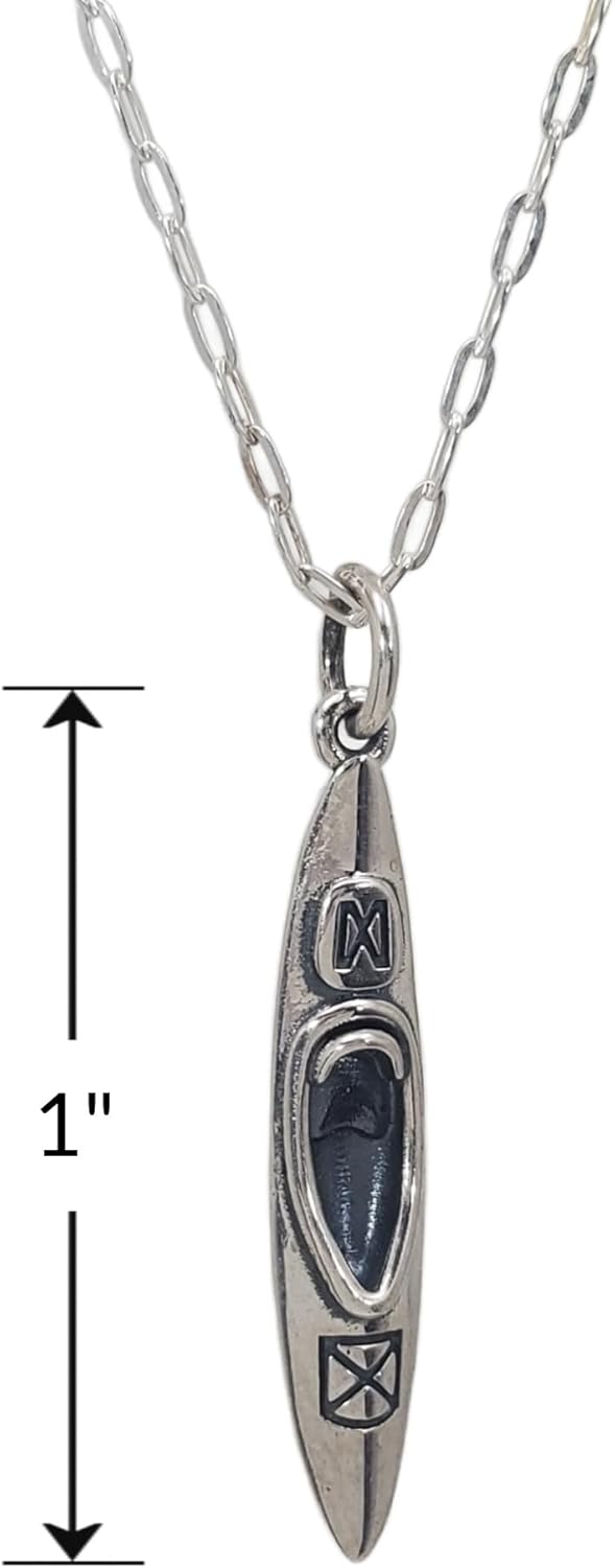 EnCharmed Sterling Silver Kayak Charm Necklace, White Water River Pendant Jewelry, 18" - Image 2