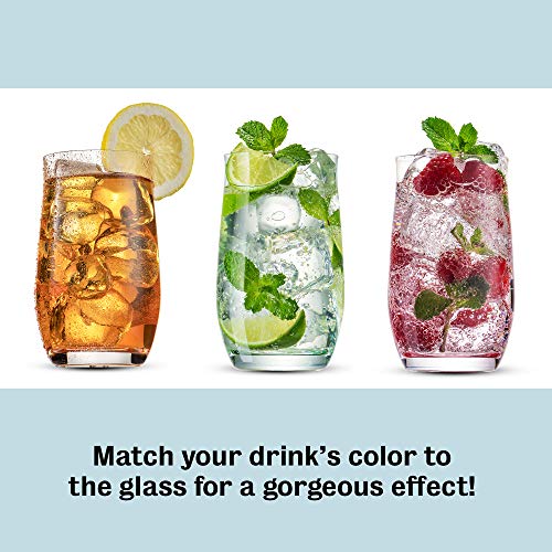 BENETI Colored Highball Glasses - Glassware Sets of 6 - Tall Tumbler Glasses with Heavy Weighted Base, 14oz Clear Cocktail Glasses, Lead Free Drinking Glasses for Juice, Water, Barware Beer Cups