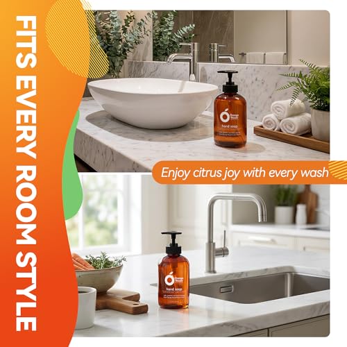 Image of ORANGE HOUSE Hand Soap, Cold-Pressed Orange Oil, 12 Fl Oz (Pack of 3) | Moisturizing Citrus Formula, Hypoallergenic, Gentle for Sensitive Skin, Kitchen & Bathroom Pump Bottle