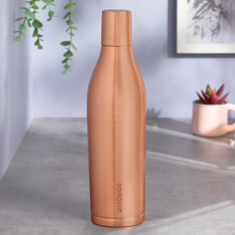 Borosil 1100 ml Gemini Copper Bottle, 100% Pure Copper, BPA Free