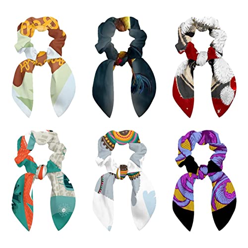 Chouchous pour cheveux motif lune et ciel, accessoires femme élastique queue de cheval avec nœud