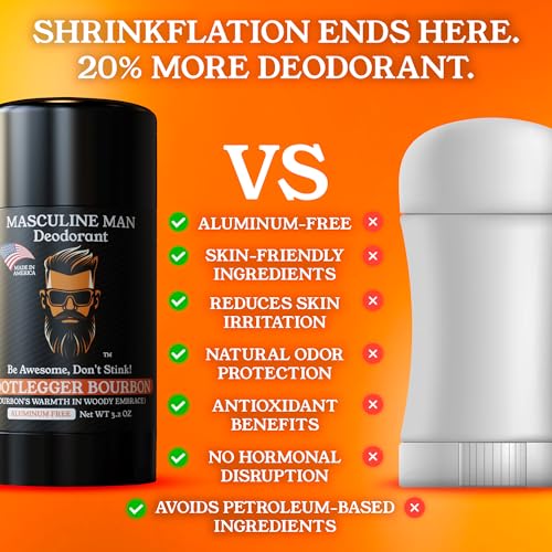 Image of Deodorant for Men - Aluminum Free Mens Deodorant, Natural Deodorants, Sweat Protection for Underarm, Stain-Free Deodorants, Made in USA, 3.2oz (2 Pack, Bootlegger Bourbon)